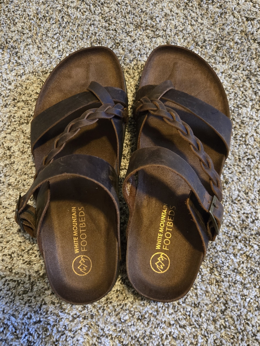 White Mountain Brown Braided-Strap Footbed Sandals for Women